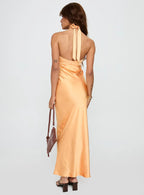 Low cost Bodycon Halter Neck Sleeveless Ankle-Length Prom Dress