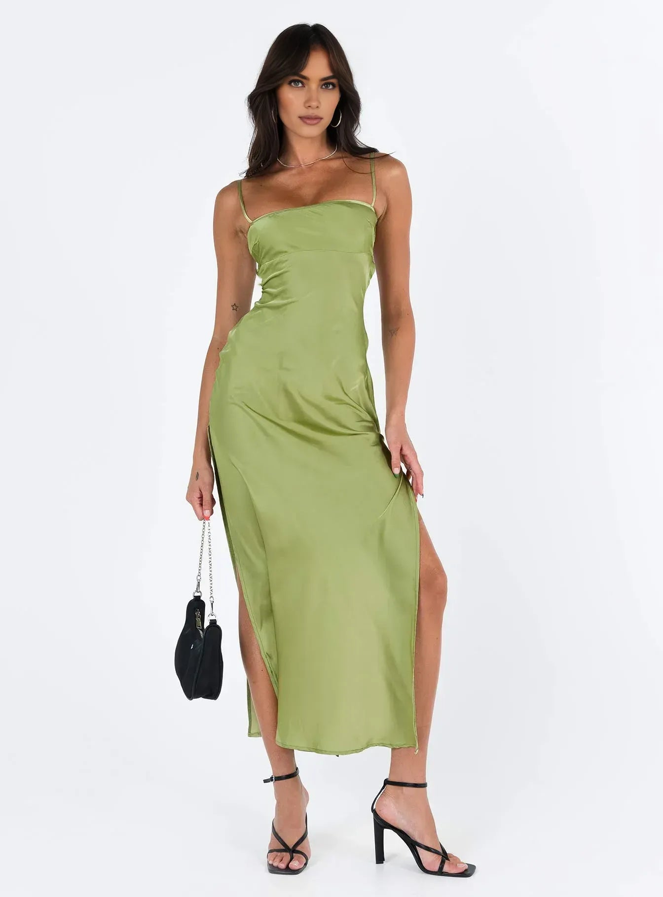 Low cost Bodycon Spaghetti Straps Sleeveless Ankle-Length Prom Dress