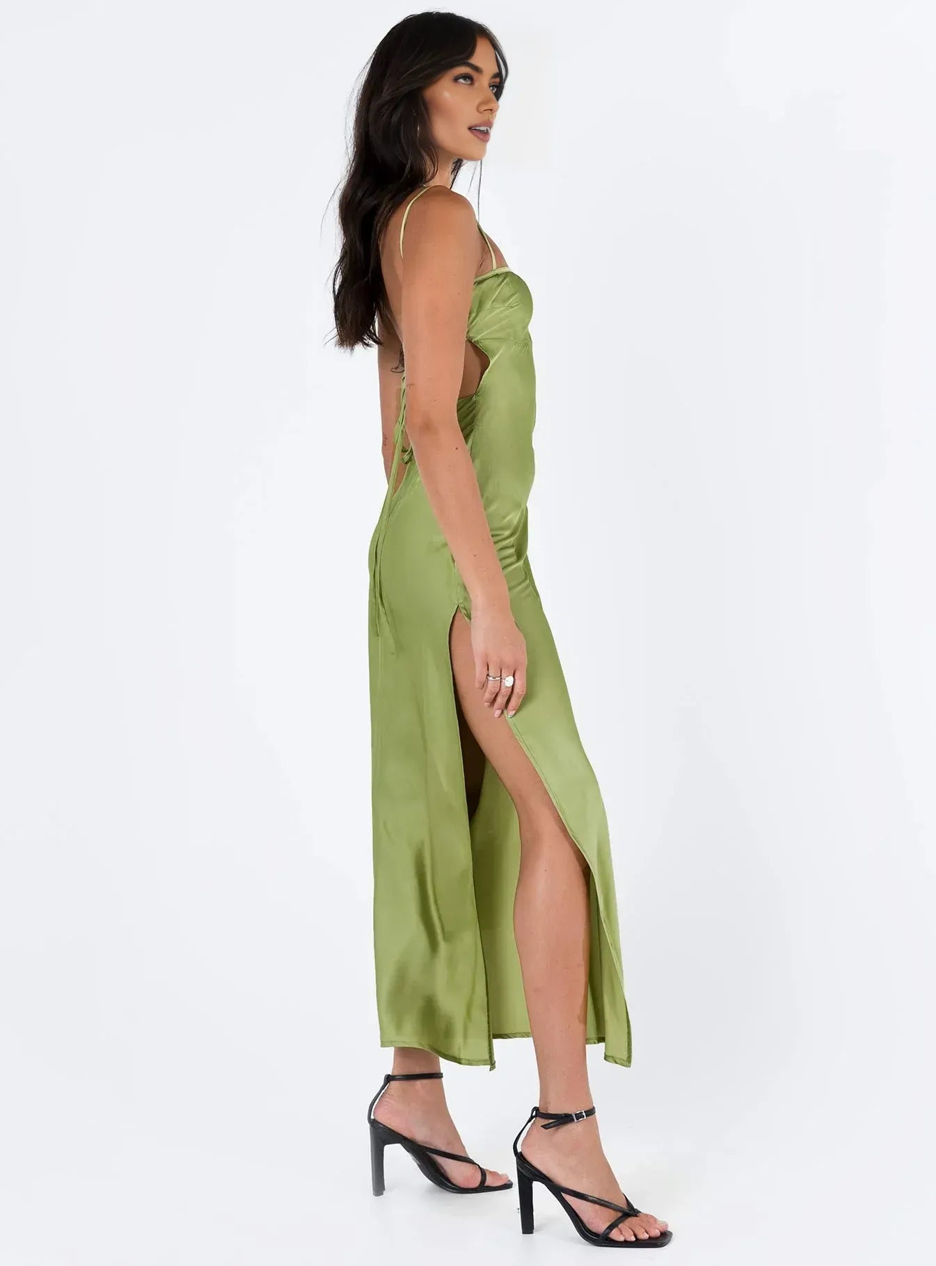 Low cost Bodycon Spaghetti Straps Sleeveless Ankle-Length Prom Dress