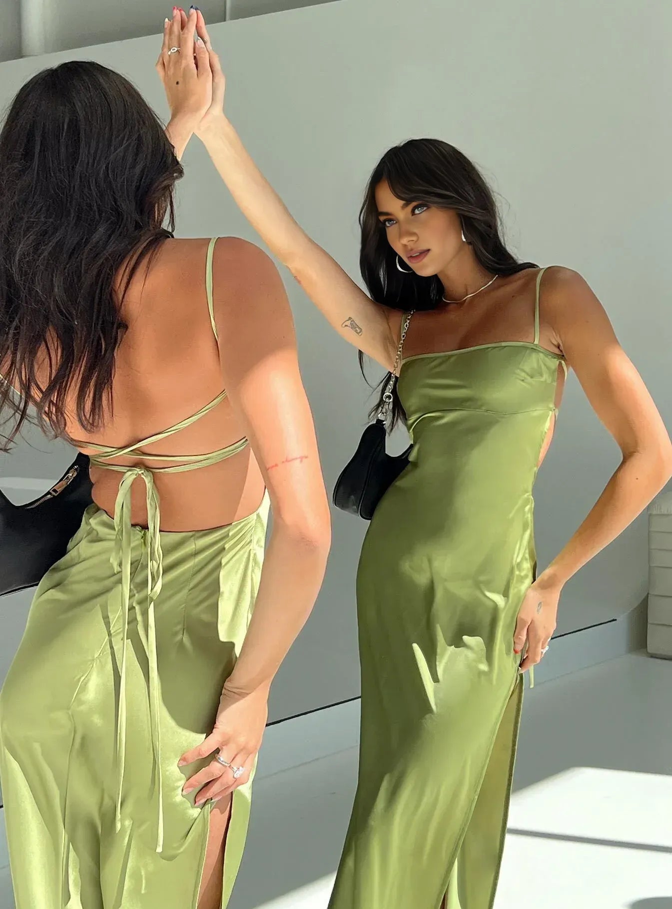 Low cost Bodycon Spaghetti Straps Sleeveless Ankle-Length Prom Dress