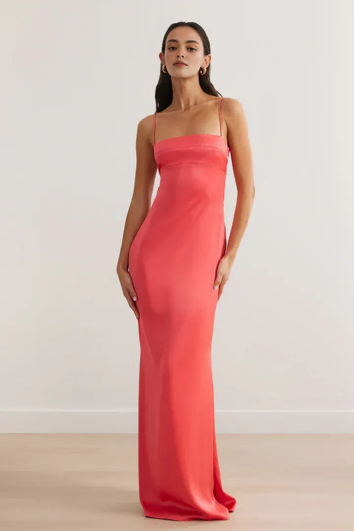Low cost Fitted Spaghetti Straps Sleeveless Floor-Length Prom Dress