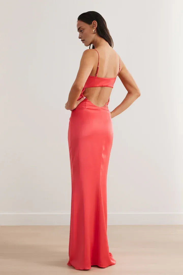 Low cost Fitted Spaghetti Straps Sleeveless Floor-Length Prom Dress