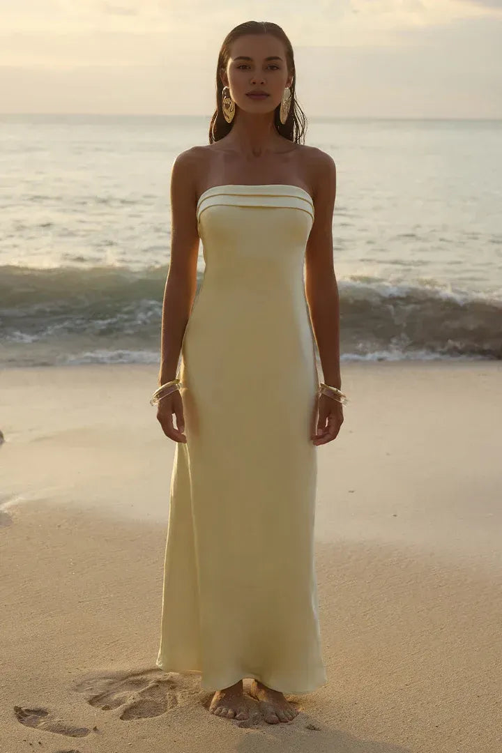 Low cost Fitted Strapless Sleeveless Ankle-Length Prom Dress