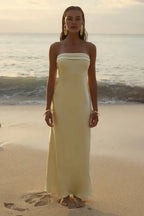 Low cost Fitted Strapless Sleeveless Ankle-Length Prom Dress