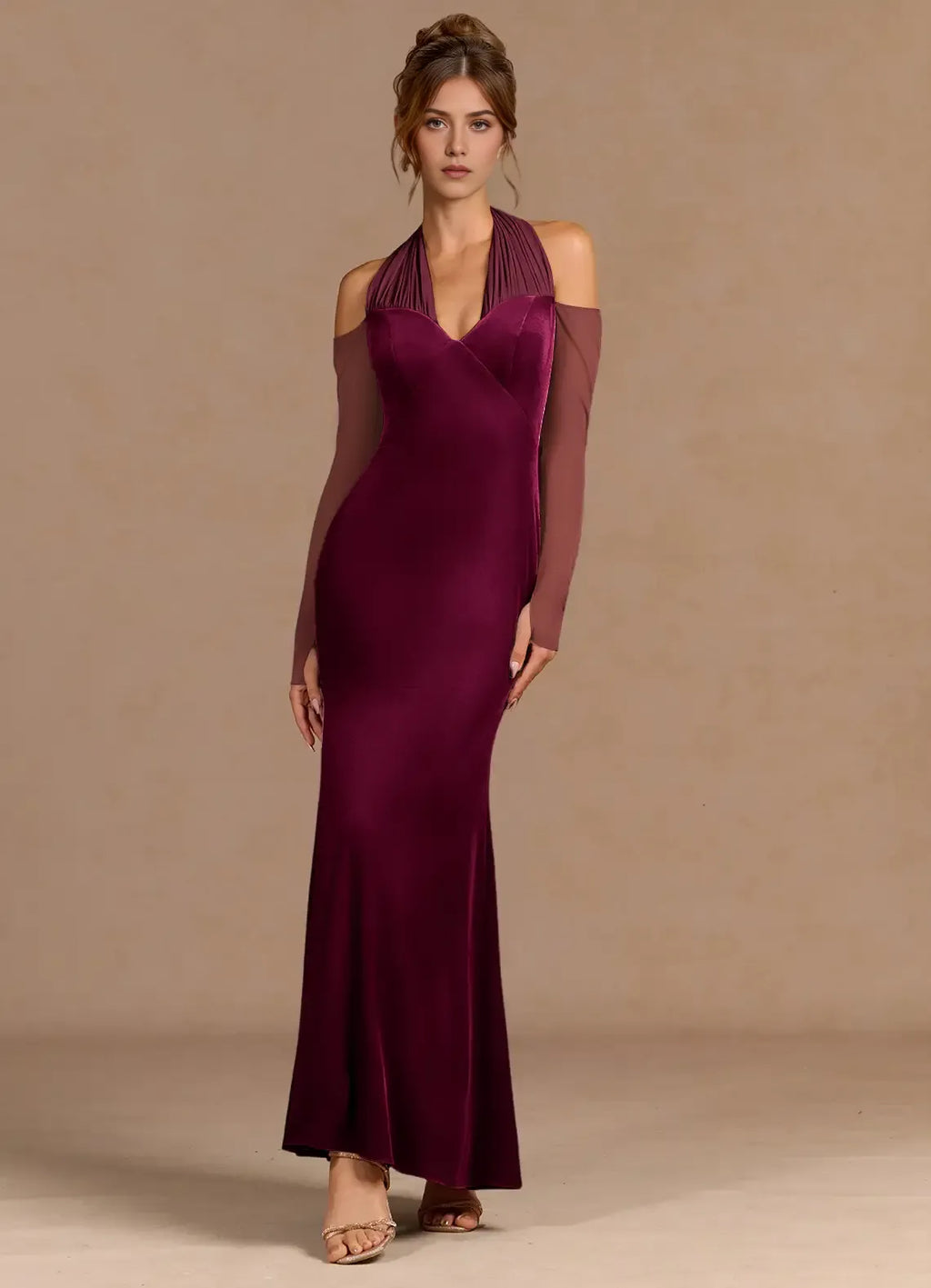 Luminous Mermaid Halter Off Shoulder Open Back Floor Length For Women Prom Dress