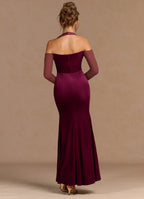Luminous Mermaid Halter Off Shoulder Open Back Floor Length For Women Prom Dress