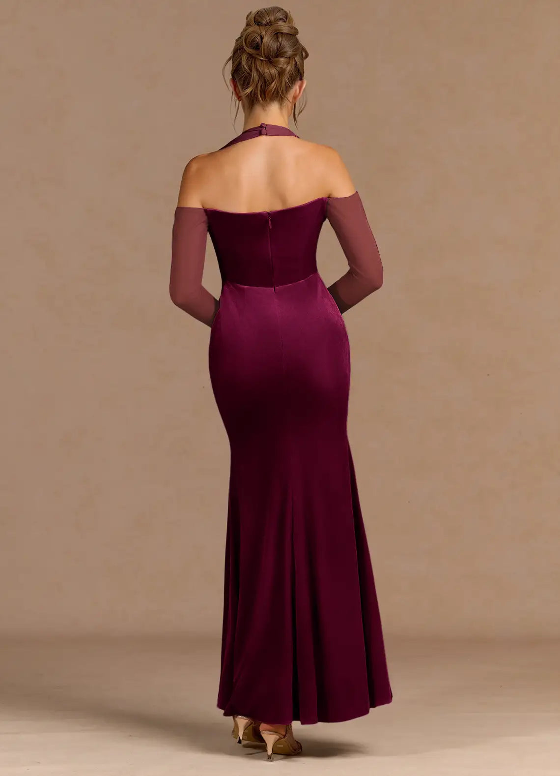 Luminous Mermaid Halter Off Shoulder Open Back Floor Length For Women Prom Dress