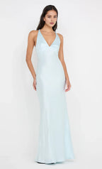 Luminous Sheath Halter Neck Sleeveless Cross Back Floor Length For Women Prom Dress