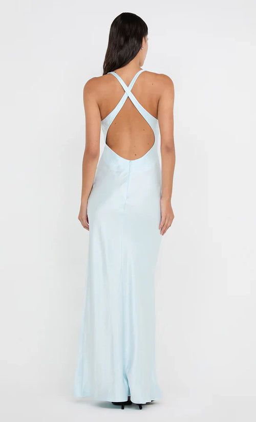 Luminous Sheath Halter Neck Sleeveless Cross Back Floor Length For Women Prom Dress