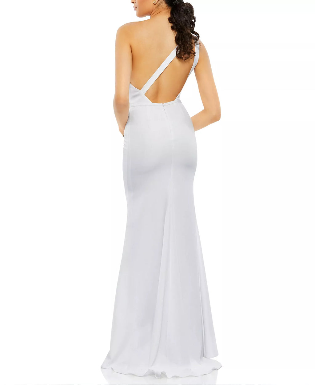 Luminous Trumpet One Shoulder Sleeveless Cutout Back Train Length For Women Prom Dress