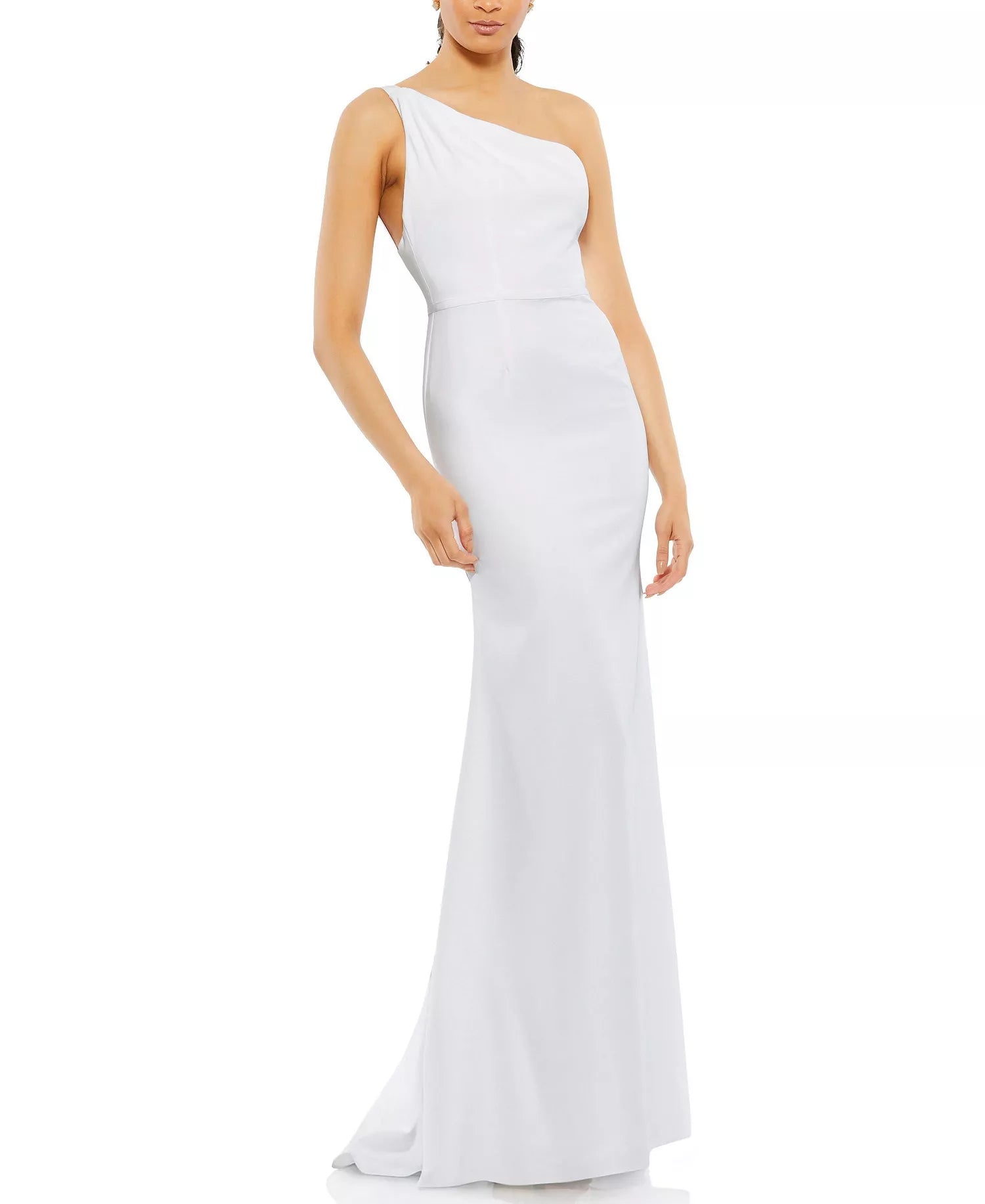 Luminous Trumpet One Shoulder Sleeveless Cutout Back Train Length For Women Prom Dress