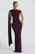 Lush Mermaid Off Shoulder Drape Sleeve Open Back Floor Length For Sale Evening Dress ﻿