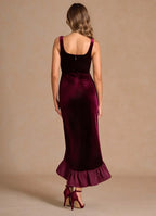 Lush Mermaid Square Neck Sleeveless Open Back Asymmetrical Midi For Sale Prom Dress