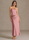 Lush Mermaid Square Neck Spaghetti Strap Ruched Accent Lace Up Back Floor Length For Women Prom Dress