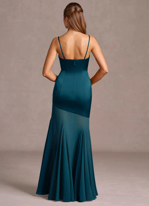 Lush Mermaid Sweetheart Convertible Strapless Spaghetti Strap Open Back Floor Length Female Prom Dress