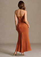 Lush Mermaid Sweetheart Strapless Ruched Accent Lace Up Back Floor Length Female Prom Dress