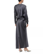 Lush Sheath Cowl Neck Long Sleeve Tie Accent Open Back Floor Length For Sale Prom Dress