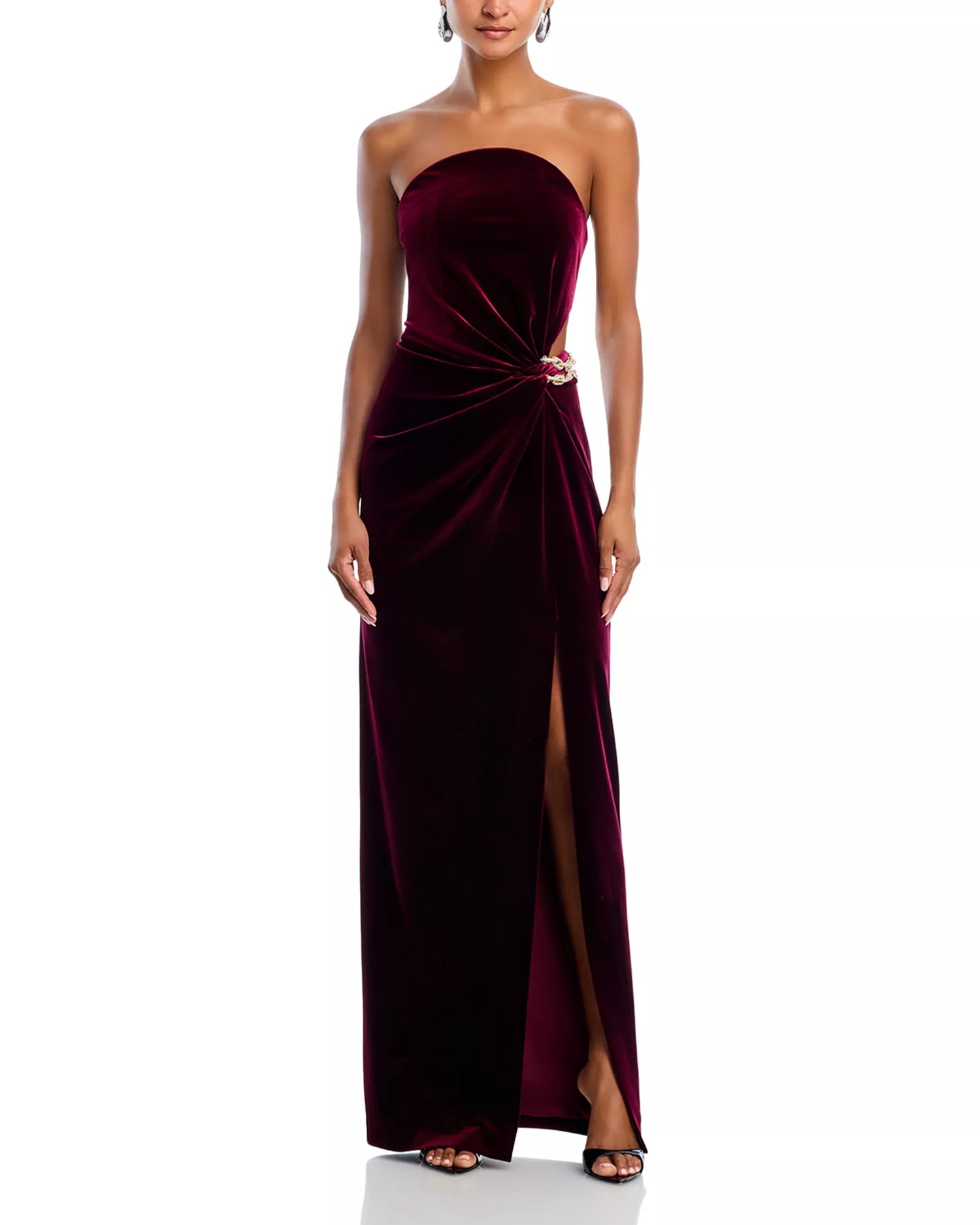 Lush Sheath Strapless Sleeveless Cut Out Back Floor Length For Ladies Prom Dress