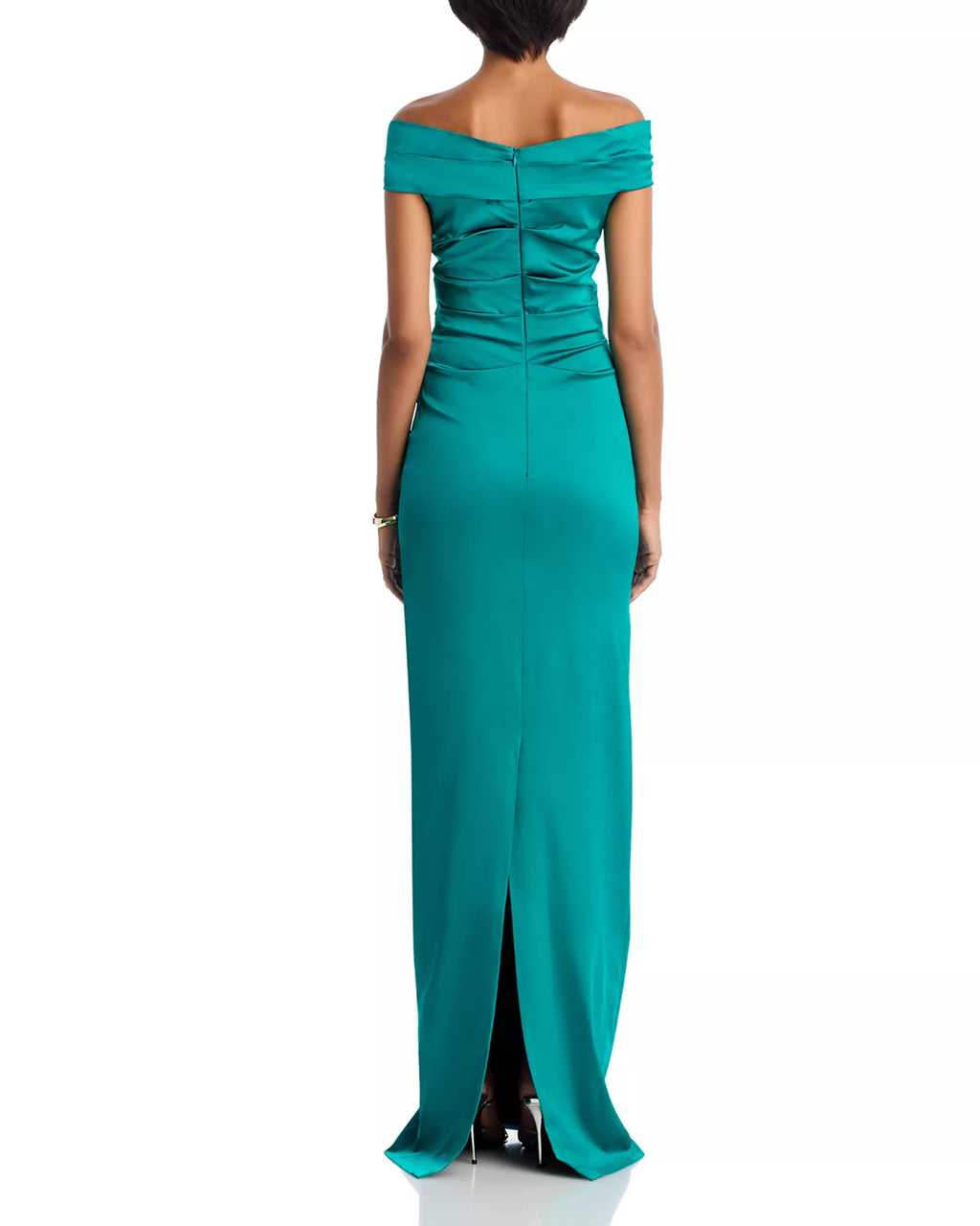 Lush Trumpet Off the Shoulder Short Sleeve Ruched Back Train Length For Sale Prom Dress