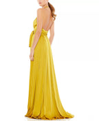 Lustrous A Line Halter Neck Sleeveless Open Back Train Length Hot Sale Prom Dress