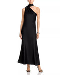Lustrous A Line Halter One Shoulder Drape Back Floor Length For Ladies Prom Dress