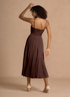 Lustrous A Line Spaghetti Strap Sleeveless Open Back Midi Length For Sale Prom Dress