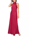 Lustrous Column Halter Neck Sleeveless Bow Back Floor Length For Adults Prom Dress