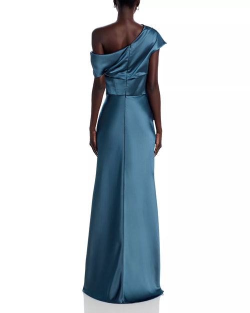 Robe de bal sirène lustrée asymétrique sans manches dos nu longueur ras du sol pour femme