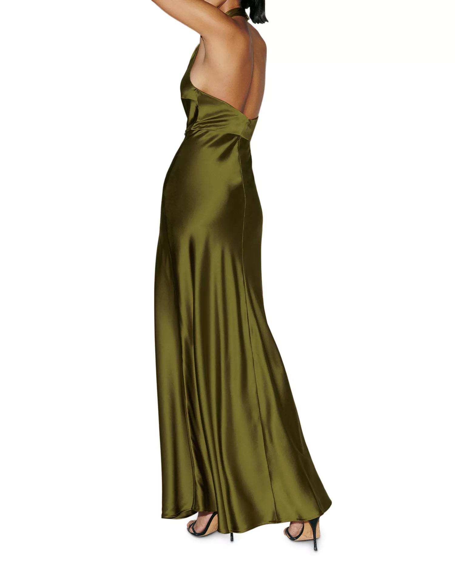 Lustrous Sheath Halter Deep V Sleeveless Plunging Back Floor Length For Adults Prom Dress