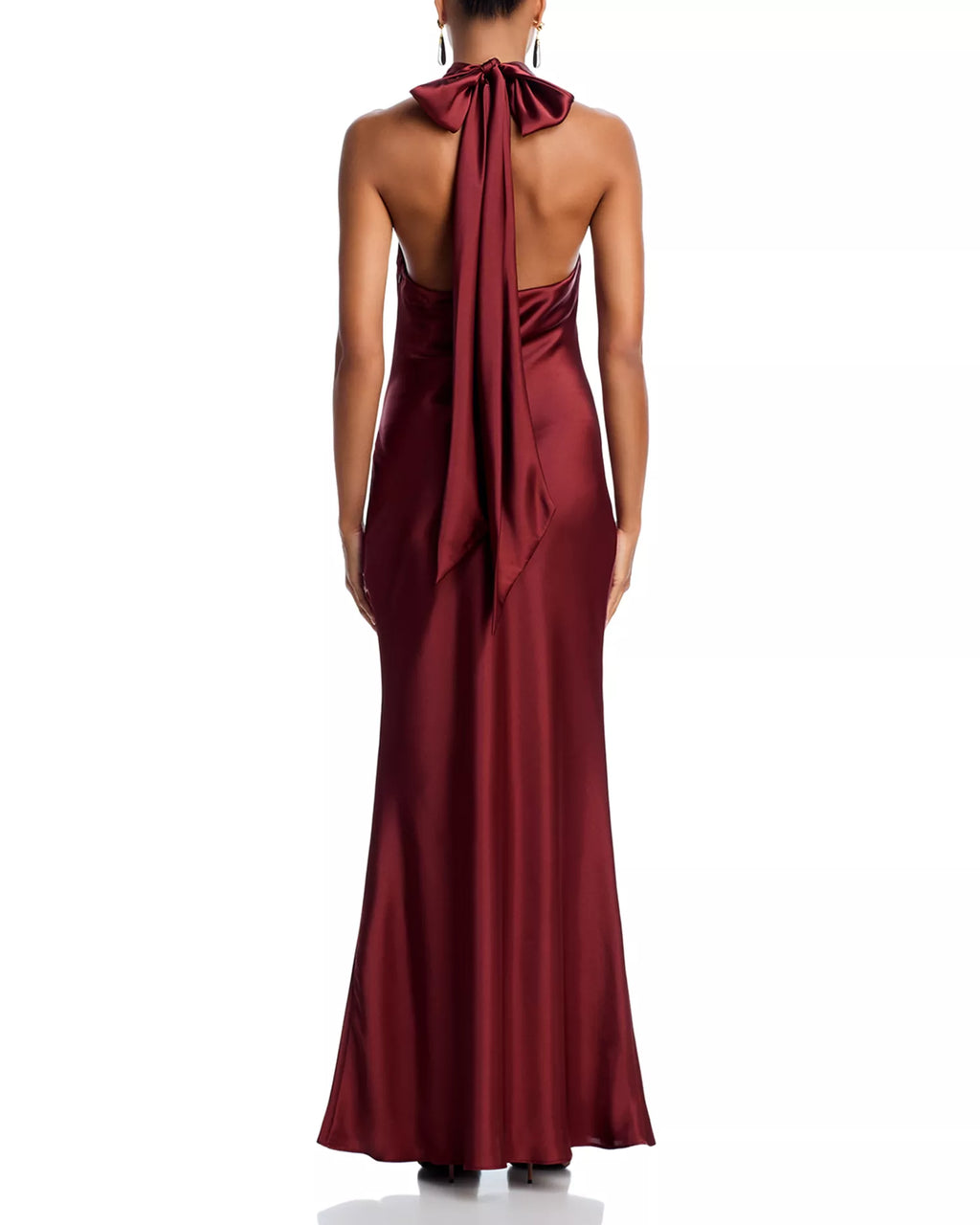 Lustrous Sheath Halter Neck Sleeveless Bow Back Floor Length For Ladies Prom Dress