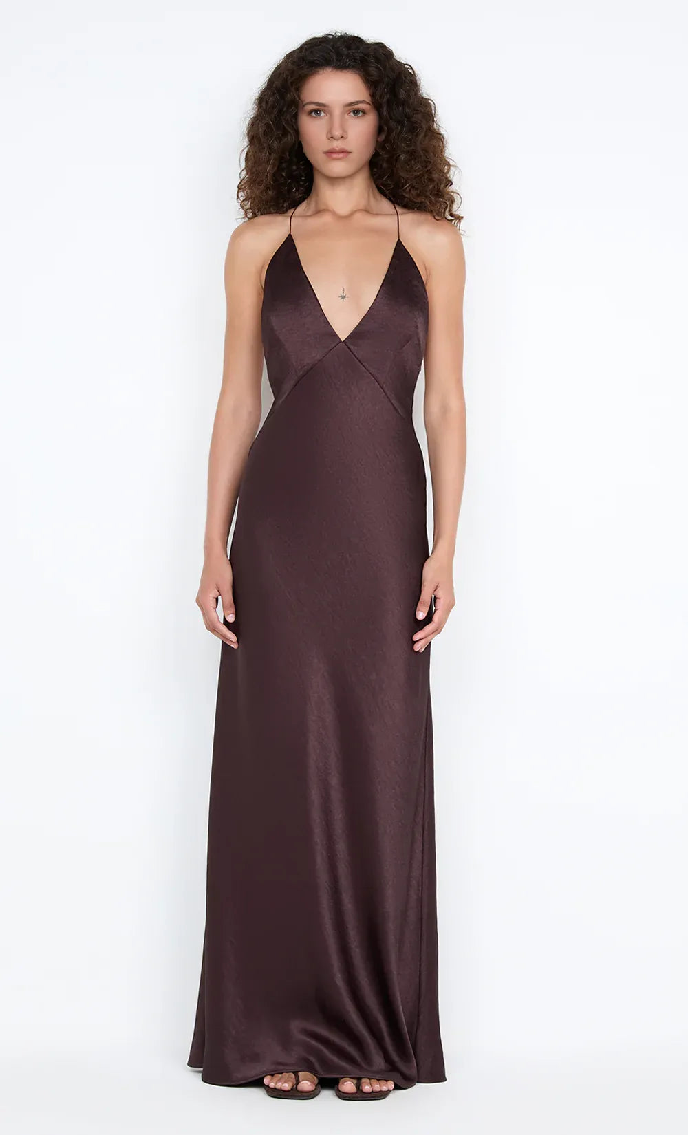 Lustrous Sheath Halter Neck Sleeveless Cut Out Back Floor Length For Ladies Prom Dress