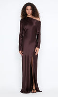 Lustrous Sheath One Shoulder Long Sleeve Open Back Floor Length Female Prom Dress