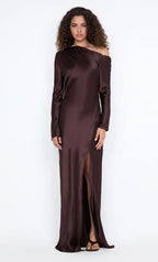 Lustrous Sheath One Shoulder Long Sleeve Open Back Floor Length Female Prom Dress