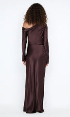Lustrous Sheath One Shoulder Long Sleeve Open Back Floor Length Female Prom Dress
