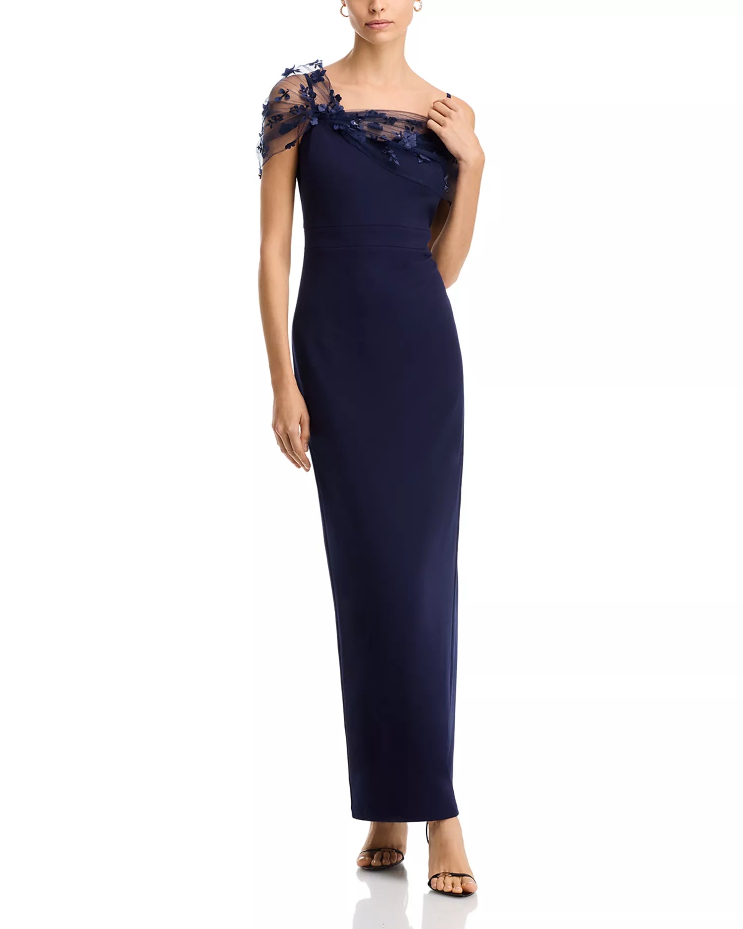 Lustrous Sheath One Shoulder Short Sleeve Open Back Floor Length Hot Sale Prom Dress