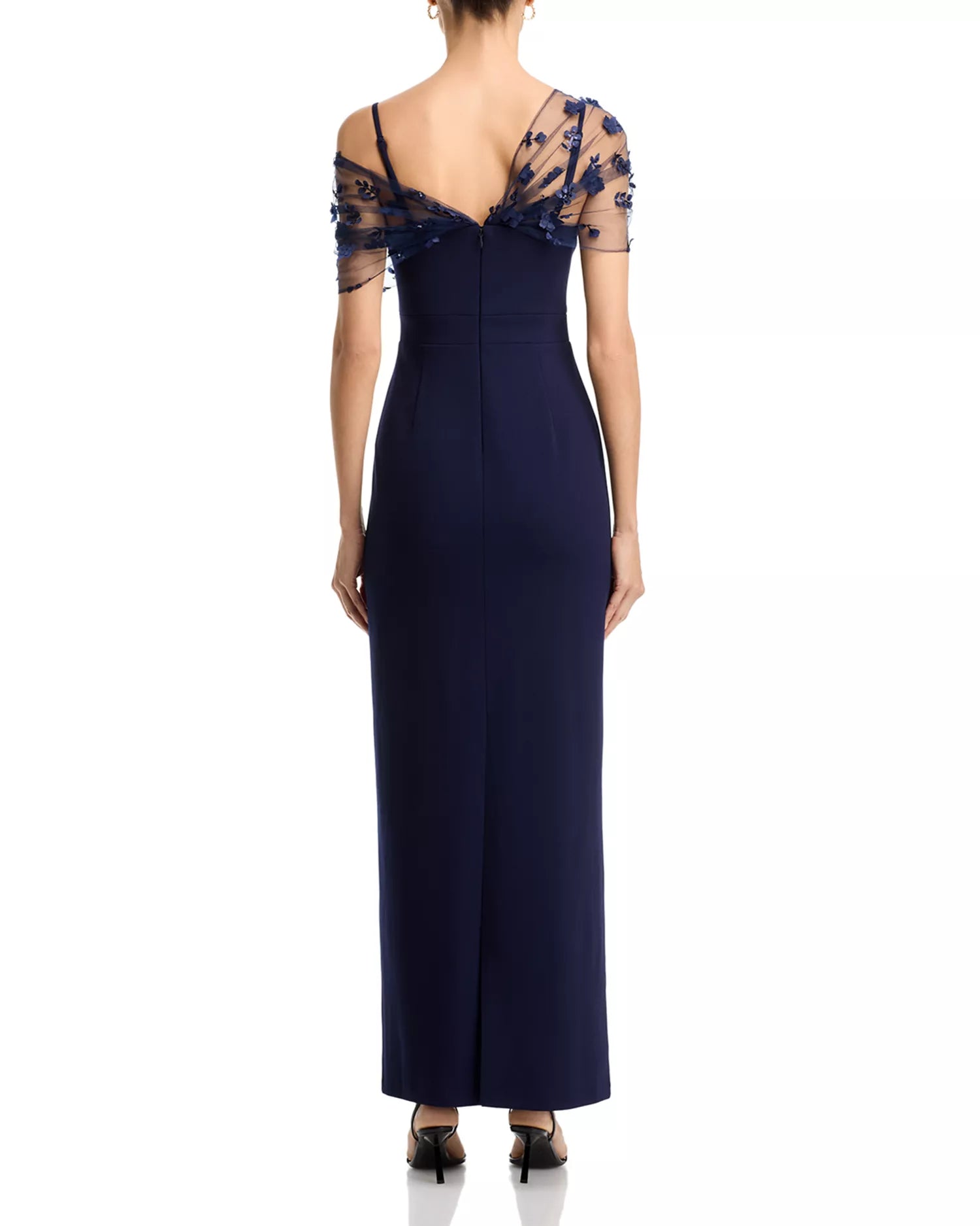 Lustrous Sheath One Shoulder Short Sleeve Open Back Floor Length Hot Sale Prom Dress
