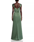 Lustrous Sheath Square Neck Cap Sleeve V Back Floor Length For Adults Prom Dress