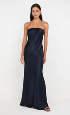Lustrous Sheath Strapless Sleeveless Open Back Floor Length Hot sale Prom Dress