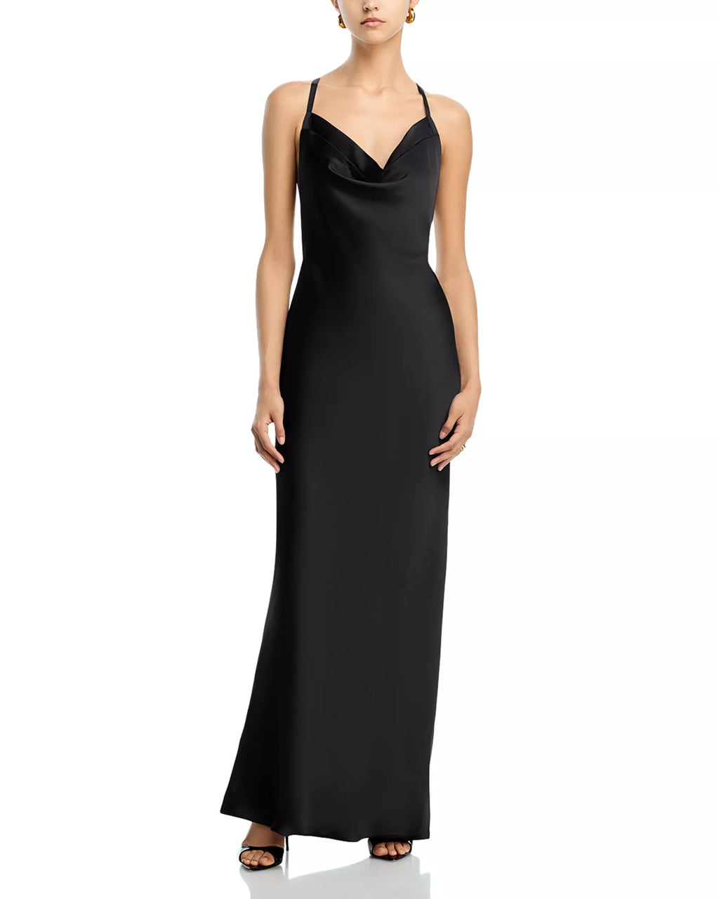 Lustrous Slip V Neck Spaghetti Strap Cross Back Floor Length For Women Prom Dress