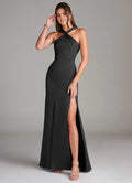 Lustrous Trumpet Halter Neck Sleeveless Cutout Back Floor Length Hot Sale Prom Dress