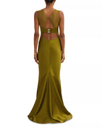 Lustrous Trumpet High Neck Sleeveless Cut Out Back Train Length For Women Prom Dress ﻿