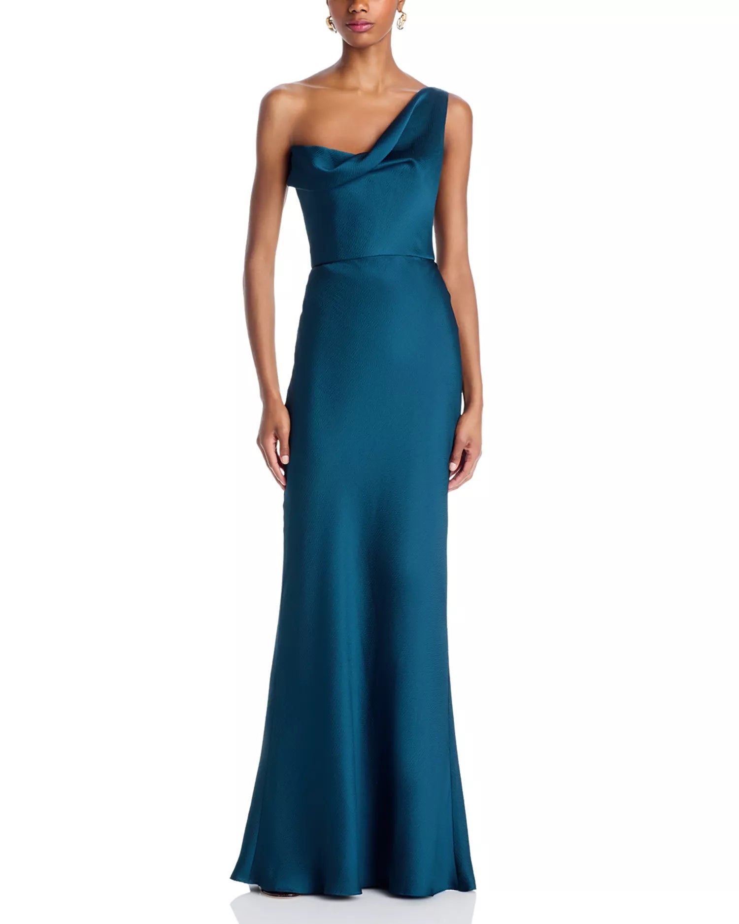 Lustrous Trumpet One Shoulder Sleeveless Cut Out Back Floor Length Hot Sale Prom Dress