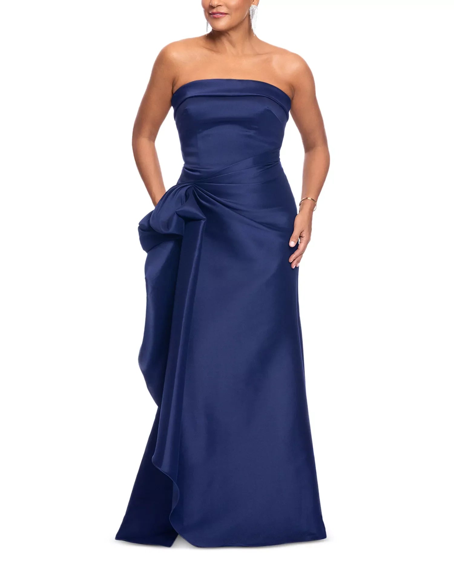 Lustrous Trumpet Strapless Sleeveless Bow Back Floor Length Hot Sale Prom Dress ﻿