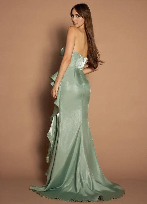Robe de bal sirène bustier sans manches dos nu traîne longue pour femmes