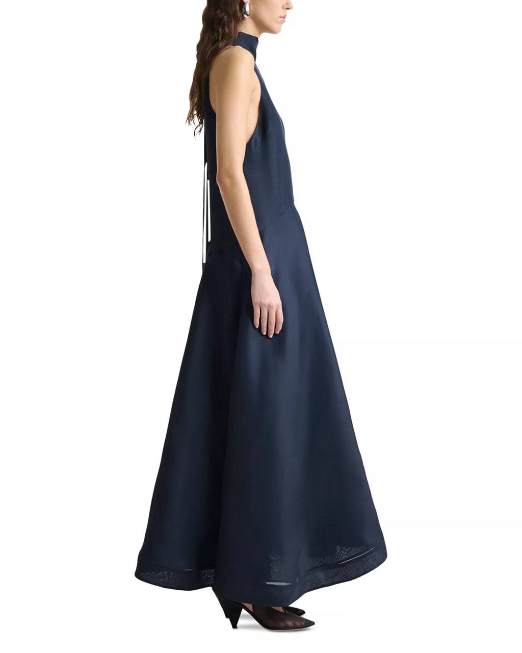 Luxe A-Line Halter Neck Sleeveless Tie Back Floor Length For Sale Prom Dress