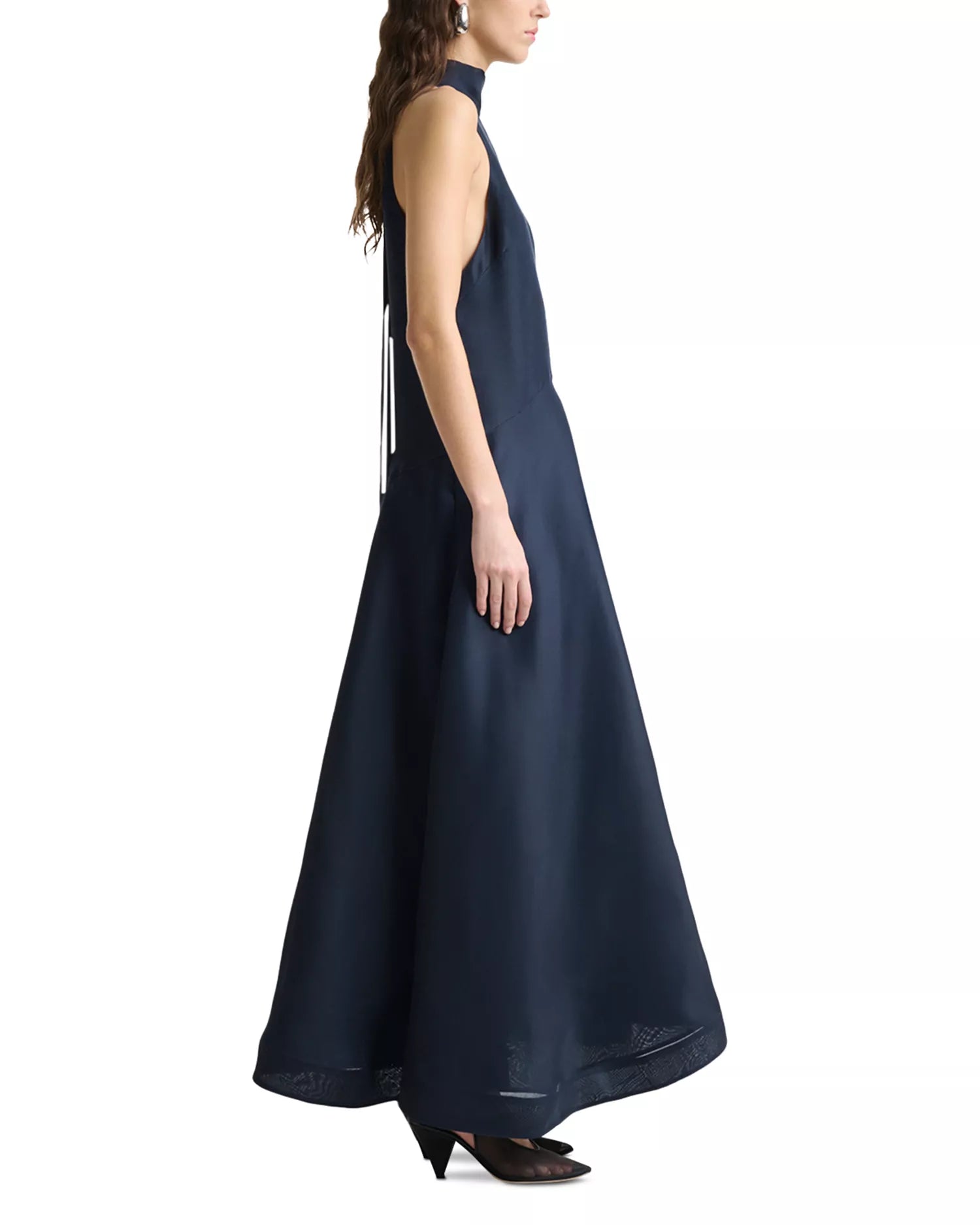 Luxe A-Line Halter Neck Sleeveless Tie Back Floor Length For Sale Prom Dress