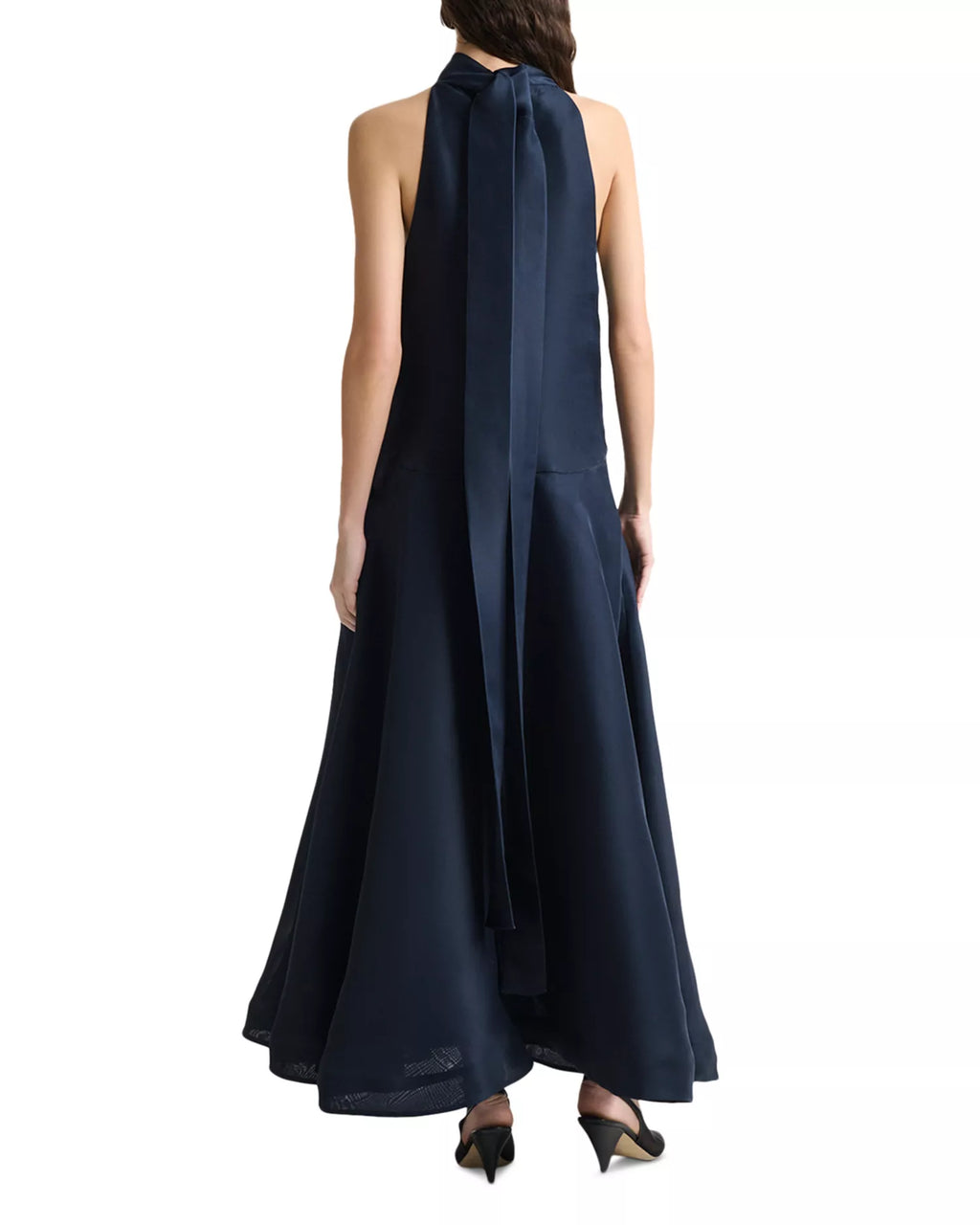 Luxe A-Line Halter Neck Sleeveless Tie Back Floor Length For Sale Prom Dress