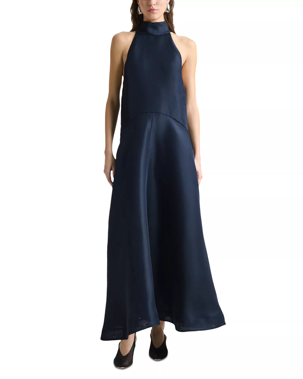 Luxe A-Line Halter Neck Sleeveless Tie Back Floor Length For Sale Prom Dress