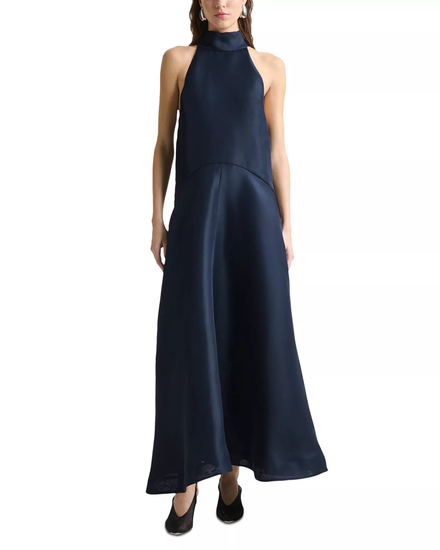 Luxe A-Line Halter Neck Sleeveless Tie Back Floor Length For Sale Prom Dress
