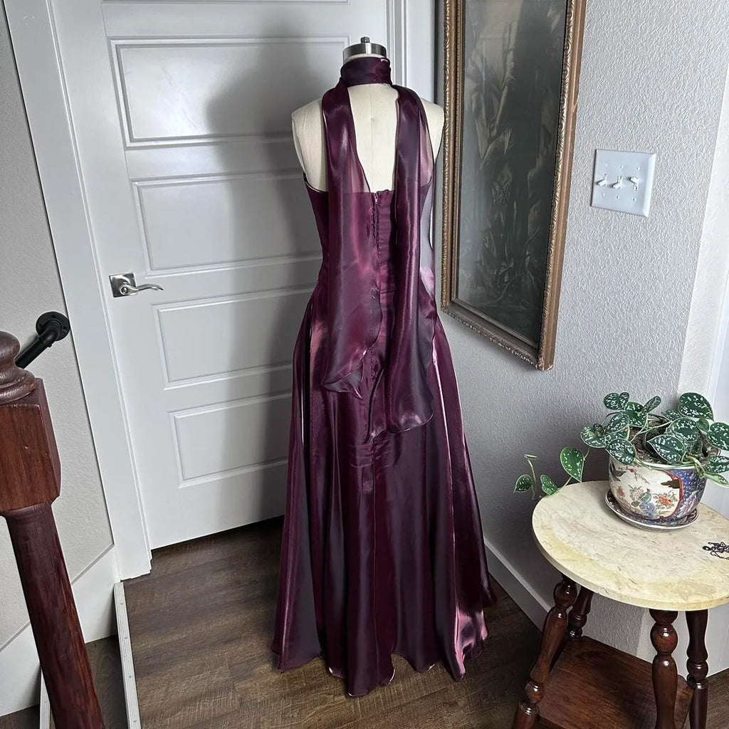Luxe Ballgown Strapless Halter Tie Ruched Back Floor Length For Ladies Prom Dress